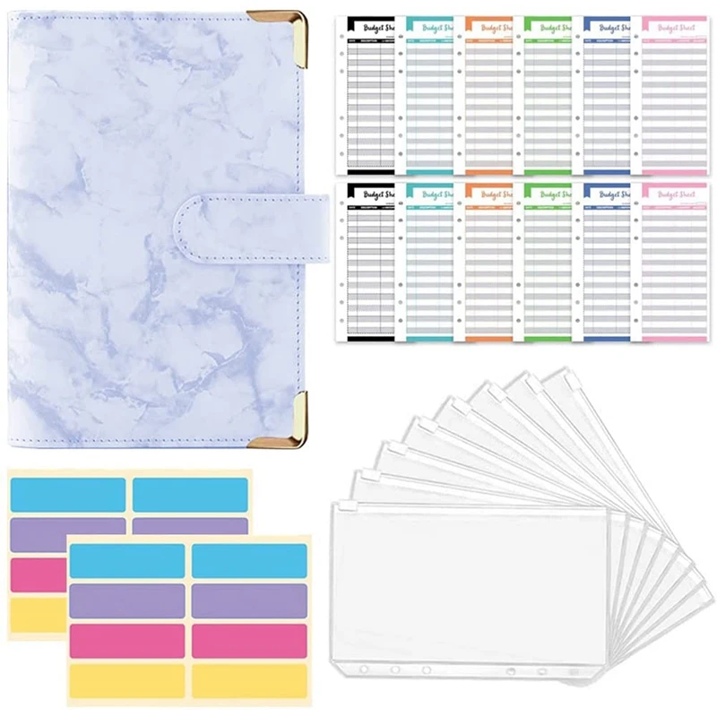 A6 Binder Notebook,6-Ring Refillable Binder Cover,with Clear Binder Envelopes,Expense Budget Sheets and Label Stickers 
A6 Binder Notebook,6-Ring Refillable Binder Cover,with Clear Binder Envelopes,Expense Budget Sheets and Label Stickers