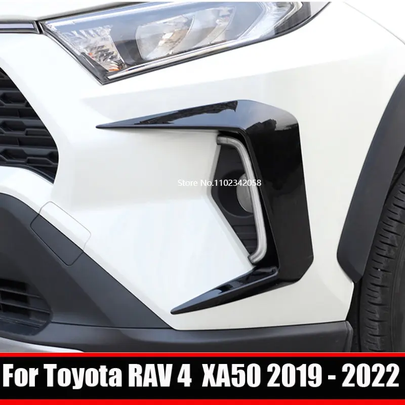 

For Toyota RAV4 RAV 4 XA50 2019-2022 ABS black Fog Light Lamp Protector Bumper Cover Front Foglight Eyebrow Eyelids Cover Trim