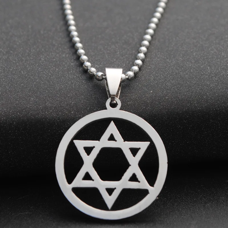 

Stainless Steel Star Of David Menorah Pendant Necklace Women Men Jewish Solomon's Seal Choker Judaism Jewelry Party Friends Gift