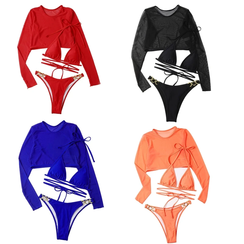 Breathable Women's Island Goddess Three Pieces Swimsuit Bikini Long-sleeve Mesh Coat Bikini Perfect for Water Activities
Breathable Women's Island Goddess Three Pieces Swimsuit Bikini Long-sleeve Mesh Coat Bikini Perfect for Water Activities