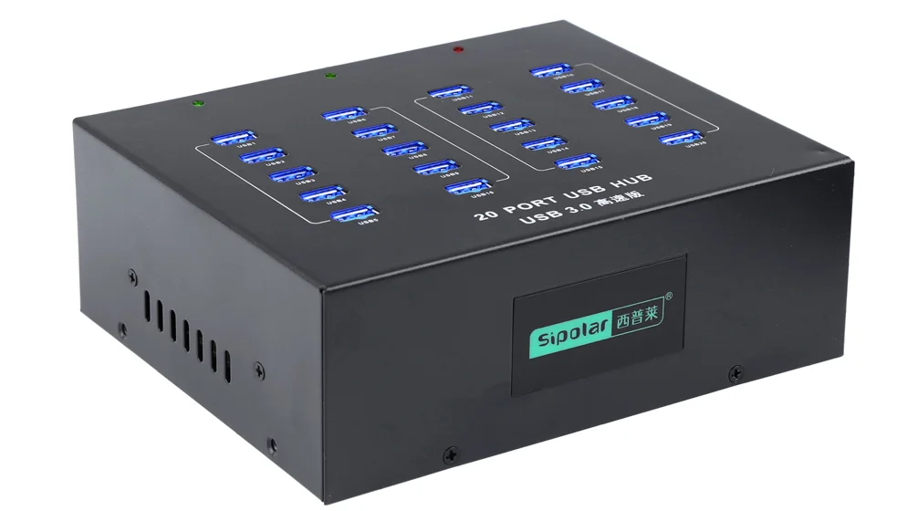 Sipolar Factory Wholesale 20 Port Industrial-Grade Hub With Power Switch DC Power Supply Metal Base USB 3.0 Hub For Computers
Sipolar Factory Wholesale 20 Port Industrial-Grade Hub With Power Switch DC Power Supply Metal Base USB 3.0 Hub For Computers