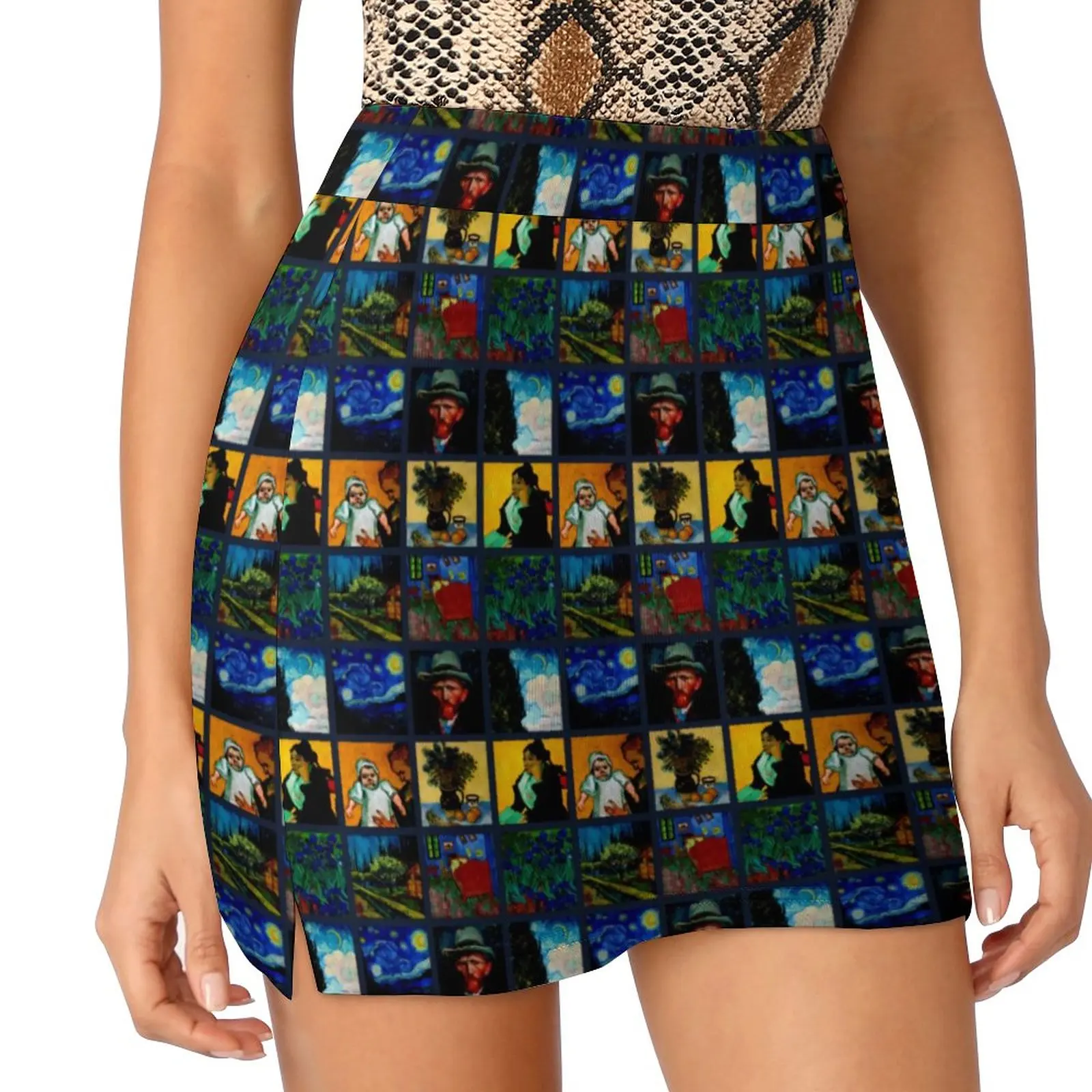 

Van Gogh Skirt Let Us Crazy Cute Mini Skirts Summer High Waist Graphic Street Wear Casual Skirt Big Size 2XL 3XL