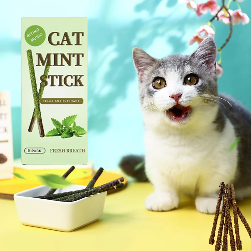 

Cat Chew Toys 100% Natural Silvervine Catnip Toys Sticks Kittens Teeth Cleaning Safe Cat Stick Treat for Cats of All Ages