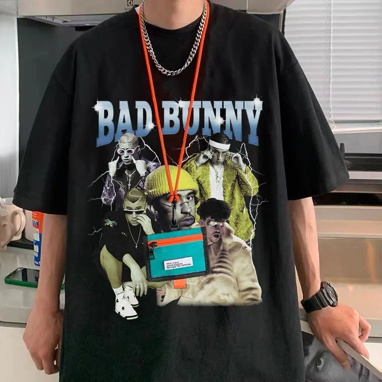 Vintage Hip Hop Singer Bad Bunny Graphic Print T Shirt Mens Tops Short Sleeve Summer Men Women Oversized Tees Male Loose Tshirt
Vintage Hip Hop Singer Bad Bunny Graphic Print T Shirt Mens Tops Short Sleeve Summer Men Women Oversized Tees Male Loose Tshirt