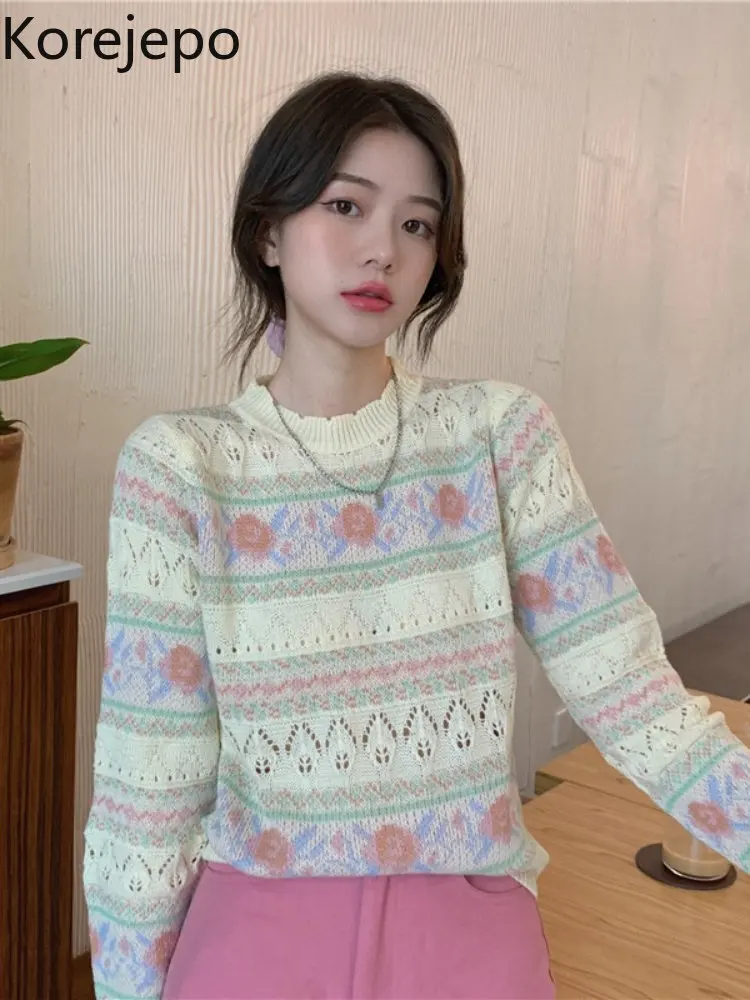 Женский трикотажный пуловер с длинным рукавом, Осень-зима
Женский трикотажный пуловер с длинным рукавом, Осень-зима