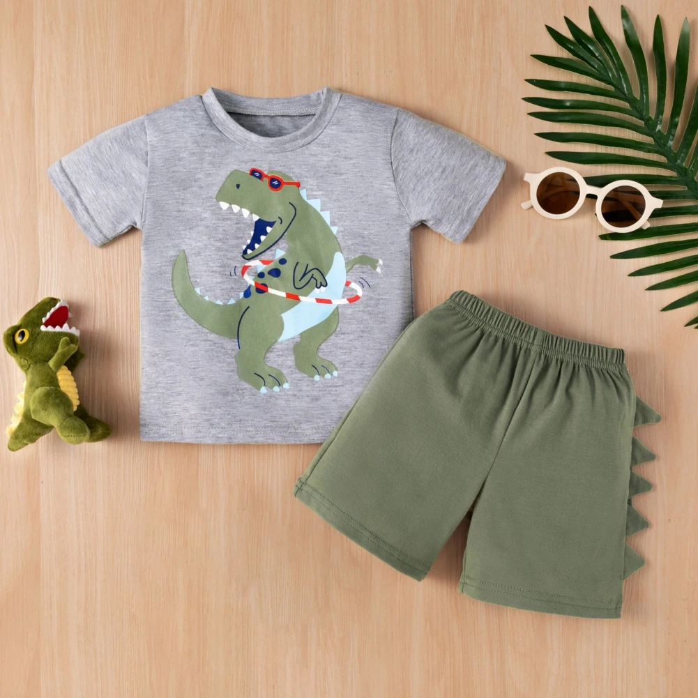 Jlong Casual Boys Clothes Set Children Cartoon Dinosaur Print Suit 2 pcs Summer Kids Boys Short Sleeve Top + Shorts 1-4 Years 
Jlong Casual Boys Clothes Set Children Cartoon Dinosaur Print Suit 2 pcs Summer Kids Boys Short Sleeve Top + Shorts 1-4 Years