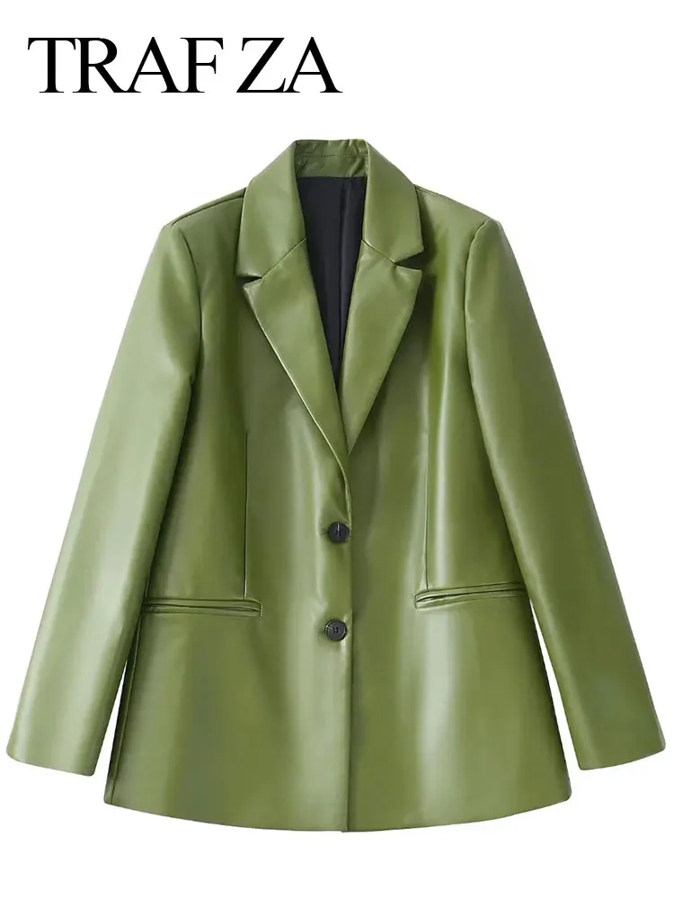 TRAF ZA Runway Two Button Flat Slim Straight Formal Commuter Office Ladies Blazer Premium Olive Green Leather Unisex Suit Top
TRAF ZA Runway Two Button Flat Slim Straight Formal Commuter Office Ladies Blazer Premium Olive Green Leather Unisex Suit Top