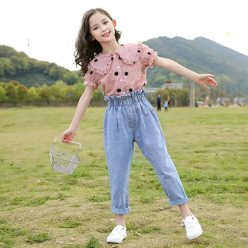 Girls Clothes Summer Kid Girl Clothing Sets Polka Dot Shirt Jeans 2 Pieces Outfits Teen Children's Costume 6 8 10 12 Years
Girls Clothes Summer Kid Girl Clothing Sets Polka Dot Shirt Jeans 2 Pieces Outfits Teen Children's Costume 6 8 10 12 Years