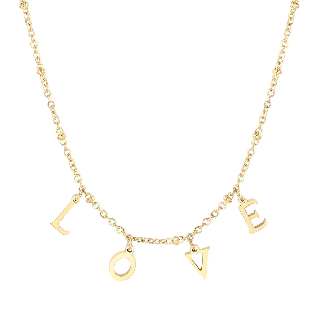 Dainty 18K Gold Plated Stainless Steel Love Letter Pendant Necklace for Women Charm Jewelry
Dainty 18K Gold Plated Stainless Steel Love Letter Pendant Necklace for Women Charm Jewelry