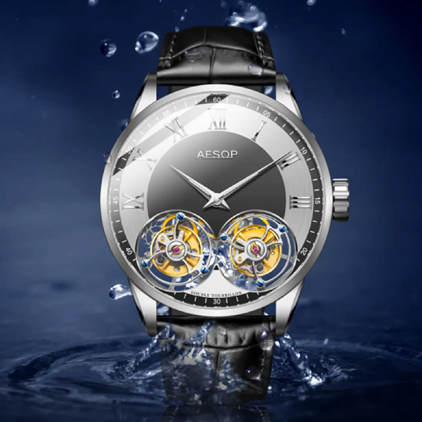AESOP New Double Flying Tourbillon Men's Waterproof Mechanical Watches Male Rotary Skeleton Watch For Men Luxury Wristwatches
AESOP New Double Flying Tourbillon Men's Waterproof Mechanical Watches Male Rotary Skeleton Watch For Men Luxury Wristwatches