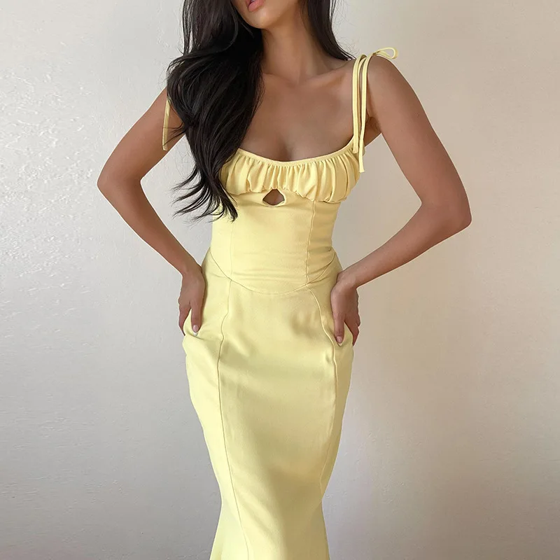 Wepbel Sexy Midi Dress Yellow Slim-Fit Light V Pastoral Style Ruffled Dress for Women Summer Low Cut Sheath Bodycon Dress
Wepbel Sexy Midi Dress Yellow Slim-Fit Light V Pastoral Style Ruffled Dress for Women Summer Low Cut Sheath Bodycon Dress