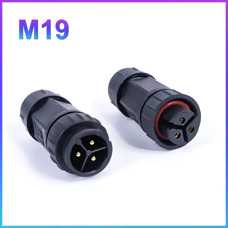 

M19 Cable Connector Waterproof IP68 20A Electrical Wire Sealed Retardant 2pin 3pin 4pin 5pin 6pin 7pin 8pin LED Light Wire Plug