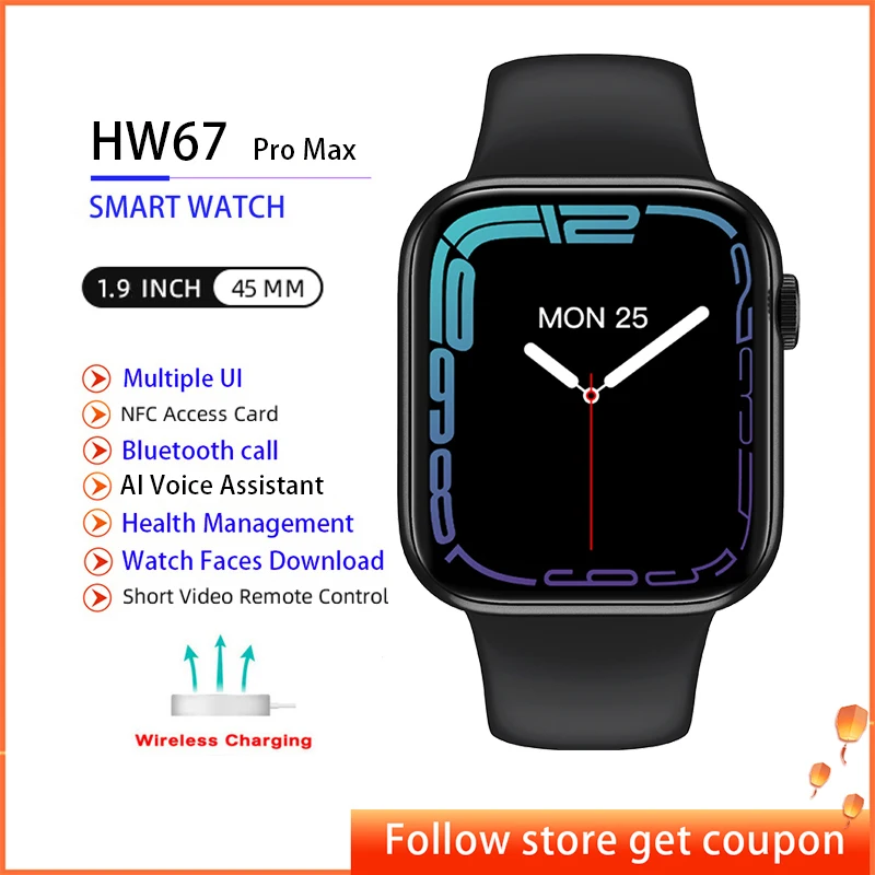 1.9 Inch Original IWO Smartwatch Women Men HW67 Pro Max Smart Watch Series 7 Women's Wristwatch NFC Voice Calls Fitness Bracelet
1.9 Inch Original IWO Smartwatch Women Men HW67 Pro Max Smart Watch Series 7 Women's Wristwatch NFC Voice Calls Fitness Bracelet