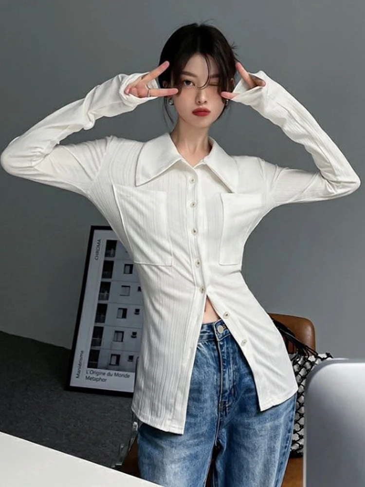 White Shirt Women Korean Single Breasted Blouse Female Vintage Punk Cardigan Tops Ladies Basic Streetwear Y2k Top
White Shirt Women Korean Single Breasted Blouse Female Vintage Punk Cardigan Tops Ladies Basic Streetwear Y2k Top