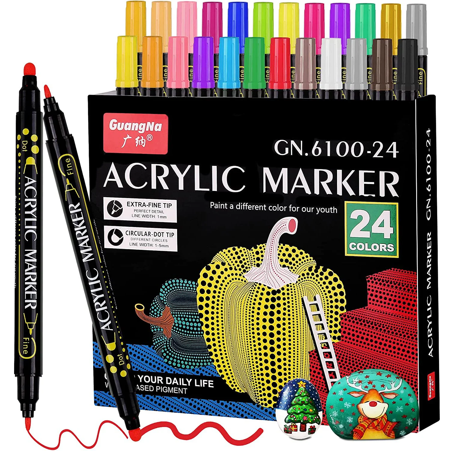 12/24/36/48 Dual Tip Acrylic Paint Markers, Paint Pens with Fine Tip and Medium Tip, Paint Markers Gift for DIY Crafts Making
12/24/36/48 Dual Tip Acrylic Paint Markers, Paint Pens with Fine Tip and Medium Tip, Paint Markers Gift for DIY Crafts Making