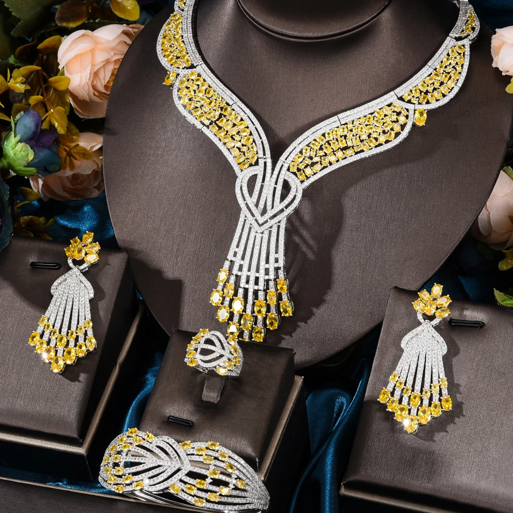 Soramoore New Trendy Romantic Necklace Bangle Earrings Ring Austrian Crystal Wedding Bridal Jewelry Set Women Attractive Jewelry
Soramoore New Trendy Romantic Necklace Bangle Earrings Ring Austrian Crystal Wedding Bridal Jewelry Set Women Attractive Jewelry