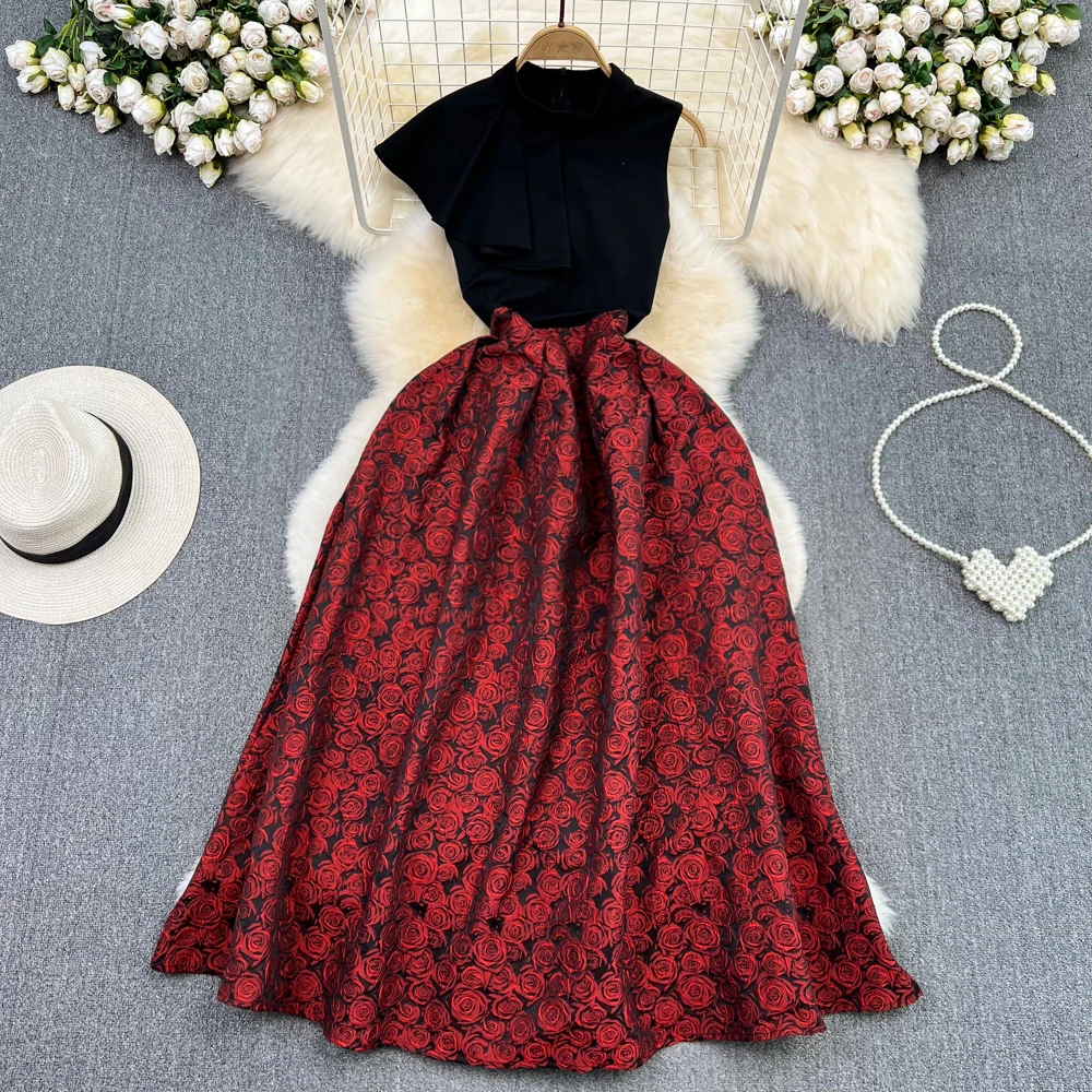 Women's Spring Summer Sleeveless Contrast Color Dress Female High Waist Chic Party Long A-line Vacation Beach Dress TB571
Women's Spring Summer Sleeveless Contrast Color Dress Female High Waist Chic Party Long A-line Vacation Beach Dress TB571