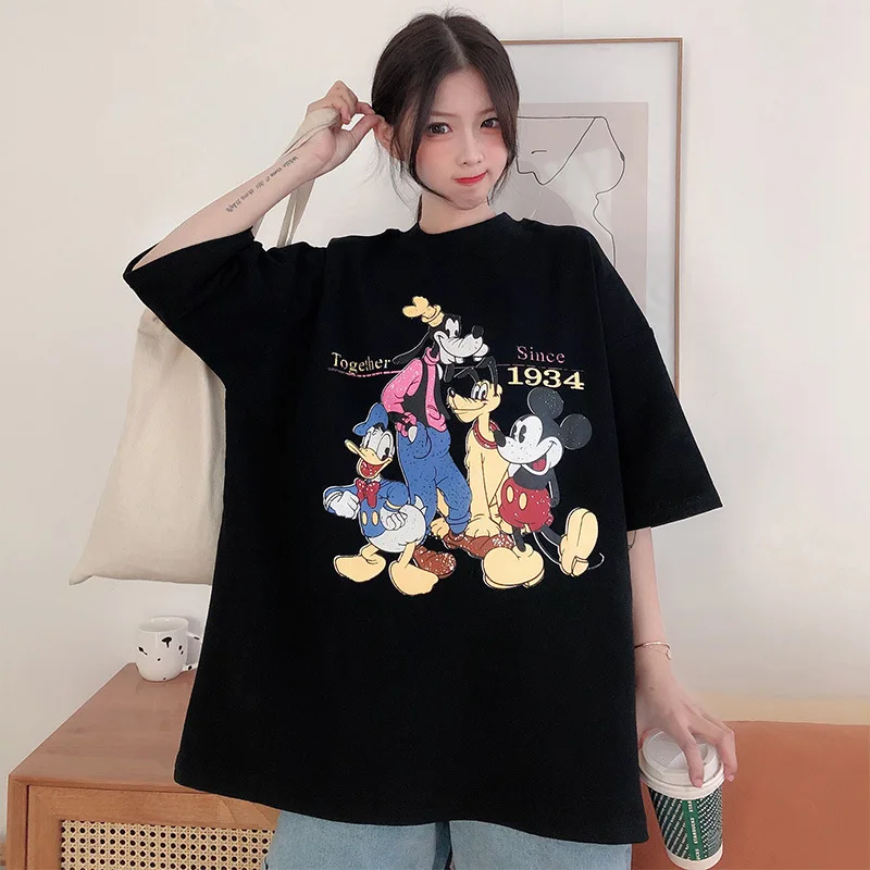 Женская летняя футболка Disney с коротким рукавом Микки, дольнад Дак, футболка с мультяшным принтом, Новый Свободный Тонкий Универсальный Топ, ... 
Женская летняя футболка Disney с коротким рукавом Микки, дольнад Дак, футболка с мультяшным принтом, Новый Свободный Тонкий Универсальный Топ, ...