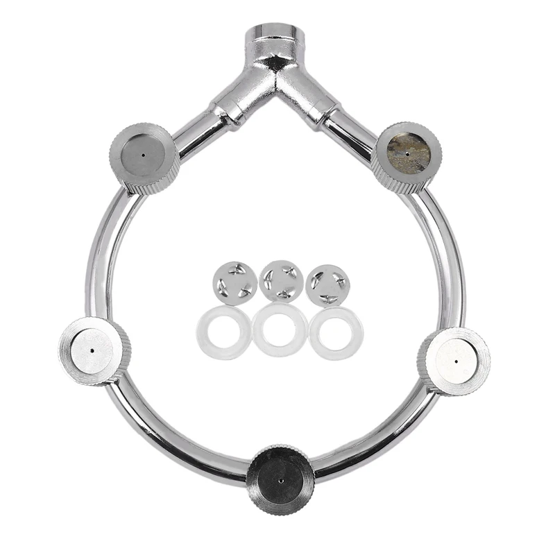 Stainless Steel Fan Ring with 5 Nozzle Seats Sprayer Mist Fan Ring Water Sprayer Fine Fog Ring
Stainless Steel Fan Ring with 5 Nozzle Seats Sprayer Mist Fan Ring Water Sprayer Fine Fog Ring