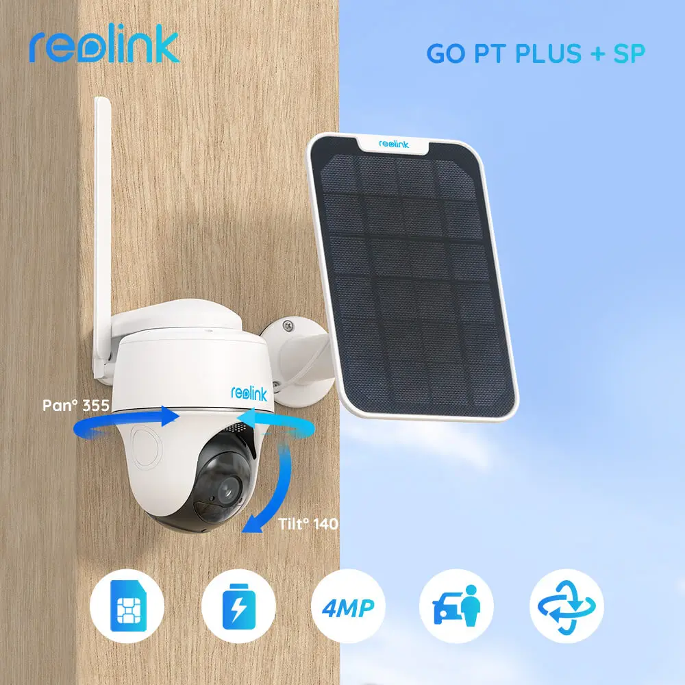 Reolink GO PT Plus 4MP Battery Wireless 4G LTE Network PTZ Camera Video Surveillance IP Cam Pan&Tilt Smart Human Car Detection 
Reolink GO PT Plus 4MP Battery Wireless 4G LTE Network PTZ Camera Video Surveillance IP Cam Pan&Tilt Smart Human Car Detection