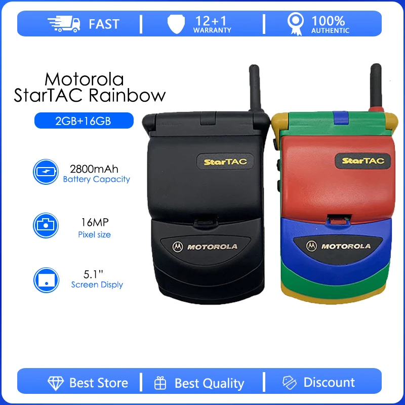 

Motorola StarTAC Rainbow Used 70% New Original Unlocked Flip 2x12 chars 500mAh GSM Mobile Phone Free shipping