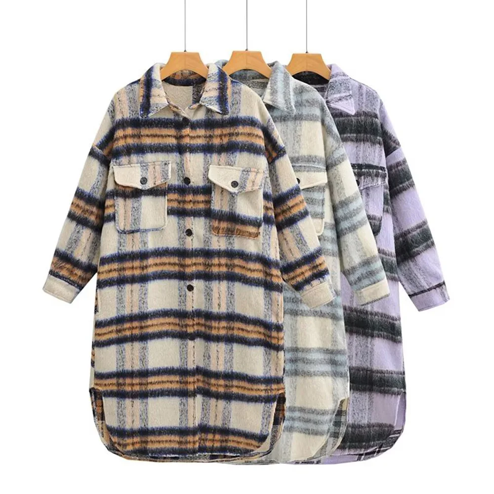 PB&ZA Women Autumn Winter Plaid Buttons Long Sleeve Lapel Jacket Knee-length Overcoat Single-Breasted All-match Long Shirt Coat
PB&ZA Women Autumn Winter Plaid Buttons Long Sleeve Lapel Jacket Knee-length Overcoat Single-Breasted All-match Long Shirt Coat