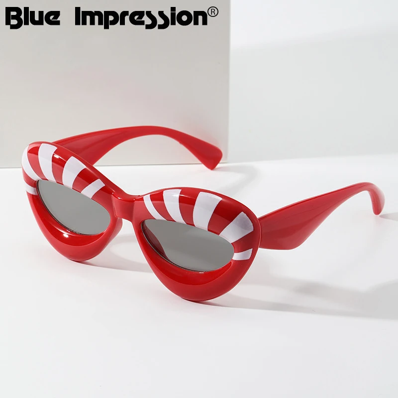 

Очки солнцезащитные Y2K для мужчин и женщин, пикантные брендовые солнечные очки конфетных цветов в форме губ, кошачий глаз, панк, хип-хоп, с защитой от ультрафиолета