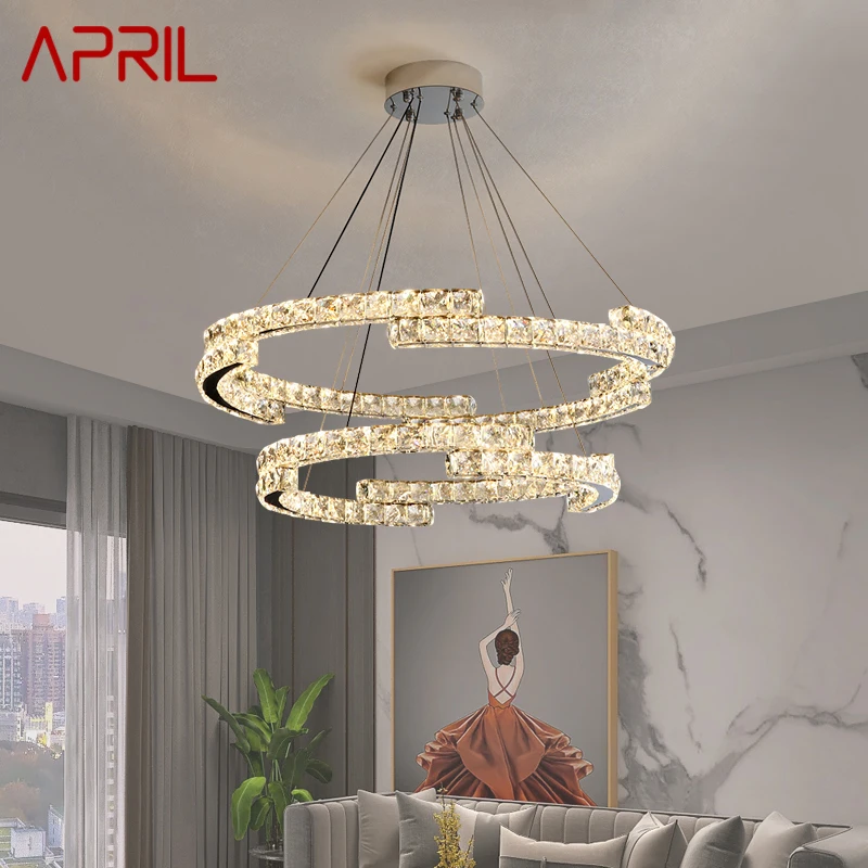APRIL Modern Crystal Pendant Lamp Round Rings LED Creative Fixtures Chandelier Decor For Hotel Living Dining Room Ligh
APRIL Modern Crystal Pendant Lamp Round Rings LED Creative Fixtures Chandelier Decor For Hotel Living Dining Room Ligh