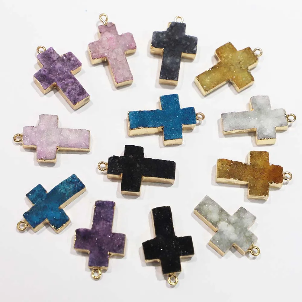 New Natural Stone Cross Druzy Multicolor Agate Pendant Necklace Unisex Exquisite Charm Fashion DIY Jewelry Making Wholesale 5Pcs
New Natural Stone Cross Druzy Multicolor Agate Pendant Necklace Unisex Exquisite Charm Fashion DIY Jewelry Making Wholesale 5Pcs