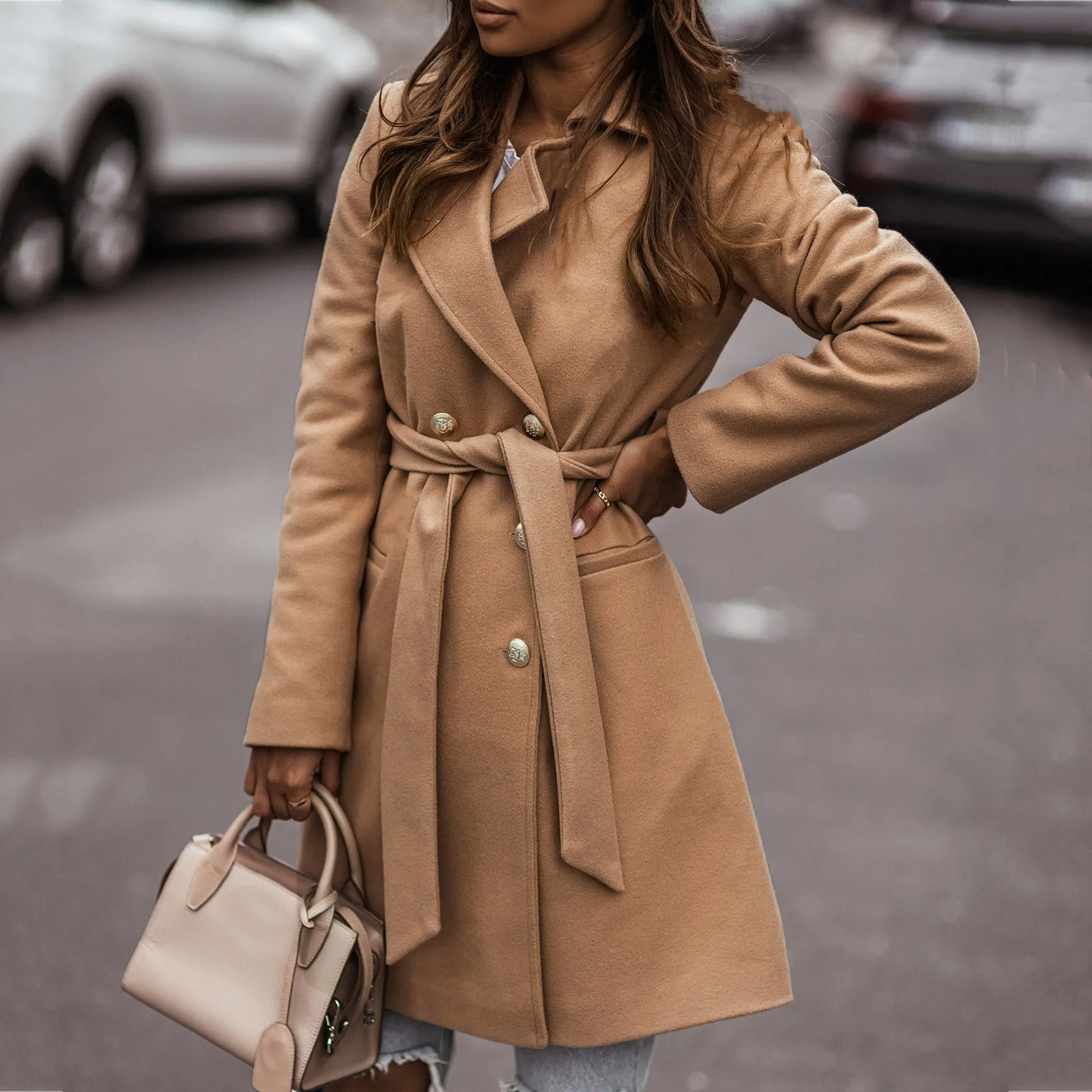 Women'S Faux Wool Coat Thin Coat Trench Jacket Suit Collar Double Breasted Long Sleeve Belt Button Woollen Women Zip Up Jacket
Women'S Faux Wool Coat Thin Coat Trench Jacket Suit Collar Double Breasted Long Sleeve Belt Button Woollen Women Zip Up Jacket
