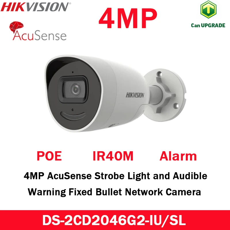 Hikvision 4MP POE Camera DS-2CD2046G2-IU/SL IR40M Two-Way Audio AcuSense Strobe Light and Audible Outdoor Waterproof Bullet Cam
Hikvision 4MP POE Camera DS-2CD2046G2-IU/SL IR40M Two-Way Audio AcuSense Strobe Light and Audible Outdoor Waterproof Bullet Cam