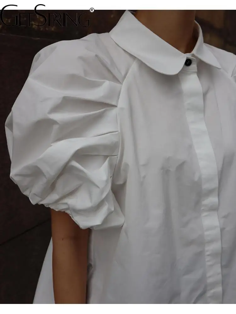 GetSpring Women Shirt Vintage Pleated Puff Sleeve Single Breasted Ladies Blouse Solid Loose Leisure All Match Female Tops 2022
GetSpring Women Shirt Vintage Pleated Puff Sleeve Single Breasted Ladies Blouse Solid Loose Leisure All Match Female Tops 2022