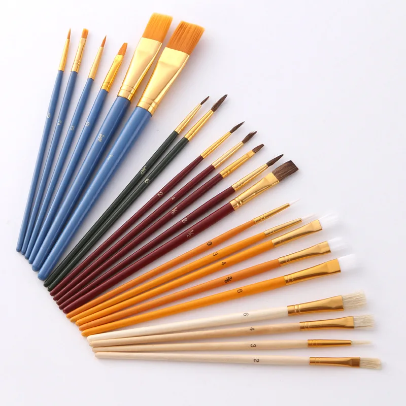 

25pcs/Set body Paint Brush Wooden Acrylic Painting Palette Art Kit Drawing Pens brushes bulk makeup kit brochas maquillaje
