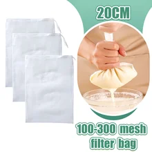 100-300 Mesh Soy Milk Nylon Filter Nut Milk Bag Net Yogurt Tea Coffee Oil Food Press Filter Strainers Mesh Kitchen Strainer Bag