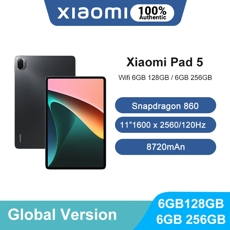 

Global Rom Xiaomi Mi Pad 5 128GB / 256GB Snapdragon 860 Tablets 5 11'' 2.5K Screen Tablet 13MP Camera 8720mAh Battery MiPad 5