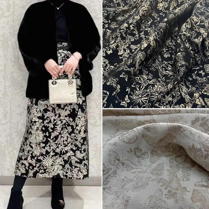 European And American Gold Butterfly Pattern Jacquard Yarn-dyed Fabric For Women Dress Coat Jacket Handmade DIY Cloth Sewing
European And American Gold Butterfly Pattern Jacquard Yarn-dyed Fabric For Women Dress Coat Jacket Handmade DIY Cloth Sewing