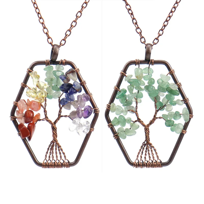 10pcs Retro 5cm Hexagon Natural Stone Tree of Life Pendant 7 Chakras Agates Crystal Handmade Rose Quartz Necklace for Women Men
10pcs Retro 5cm Hexagon Natural Stone Tree of Life Pendant 7 Chakras Agates Crystal Handmade Rose Quartz Necklace for Women Men