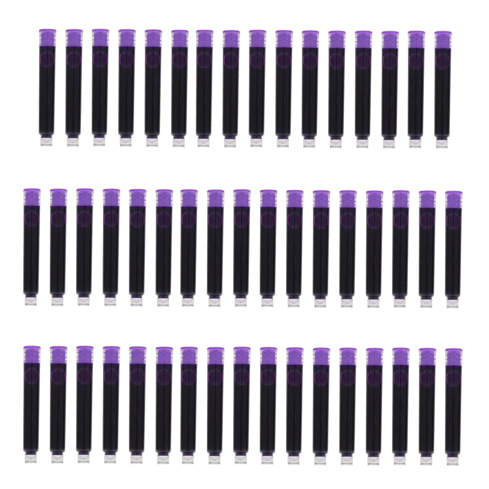 

100 Pcs Pens Colored Ink Sac Plastic Fountain Pen Disposable Office Cartridges Replacement Refills Filling Purple