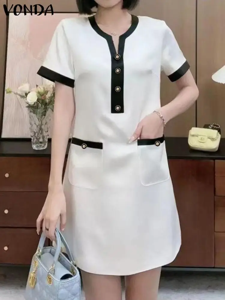 VONDA Women Short Summer Dress 2023 Sexy Round Neck Short Sleeved Small Fragrance Design Mini Dress Beach Vestidos Femme Robe
VONDA Women Short Summer Dress 2023 Sexy Round Neck Short Sleeved Small Fragrance Design Mini Dress Beach Vestidos Femme Robe