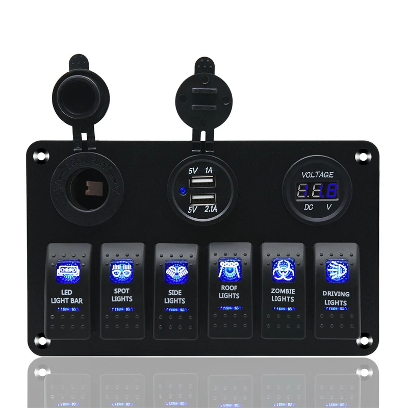 6 Gang 12V Rocker Switch Panel RV Switch Panel with USB Cigarette Lighter Socket Voltmeter For Marine Boat Caravan Truck Car
6 Gang 12V Rocker Switch Panel RV Switch Panel with USB Cigarette Lighter Socket Voltmeter For Marine Boat Caravan Truck Car