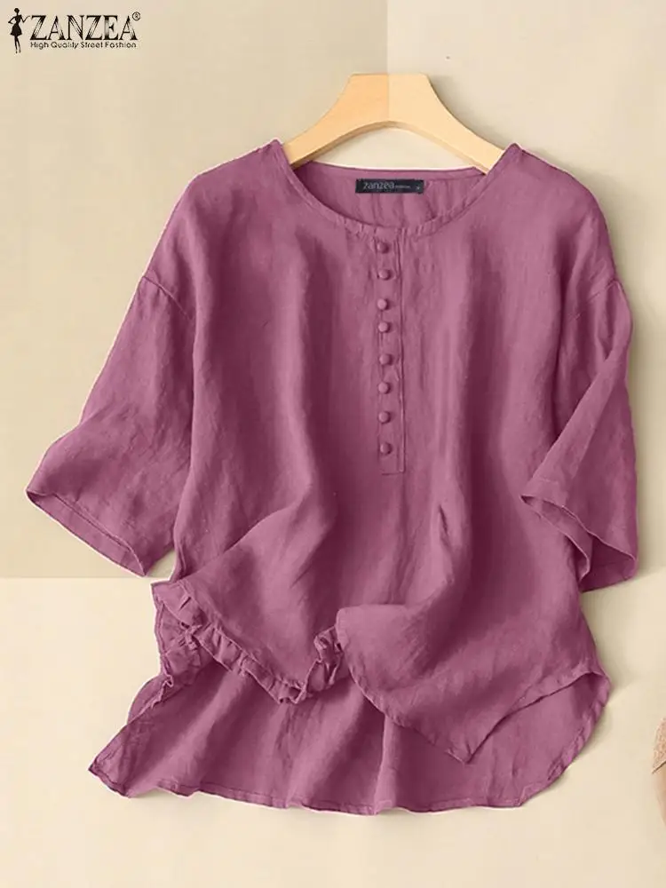 2023 Summer Oversized Blouse Women Causal Short Sleeved Solid Shirt ZANZEA Elegant Ruffles O Neck Tops Female Work Blusas Tunic
2023 Summer Oversized Blouse Women Causal Short Sleeved Solid Shirt ZANZEA Elegant Ruffles O Neck Tops Female Work Blusas Tunic