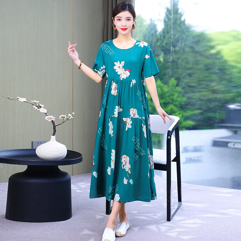 New 2023 Women summer Dress Floral Print short Sleeve Vestidos Elegant Vintage O-Neck Plus size Dresses jurken
New 2023 Women summer Dress Floral Print short Sleeve Vestidos Elegant Vintage O-Neck Plus size Dresses jurken