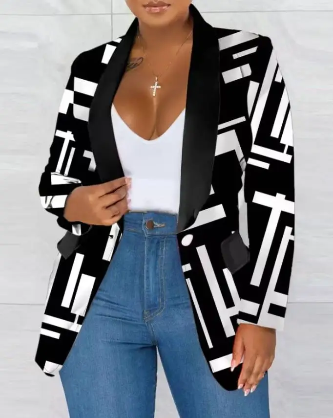 Fashion Casual Women's Suit Jacket Top 2023 Autumn Winter Spring Long Sleeve Female Elegant Printed Slim Fit One Buckle Clothing
Fashion Casual Women's Suit Jacket Top 2023 Autumn Winter Spring Long Sleeve Female Elegant Printed Slim Fit One Buckle Clothing