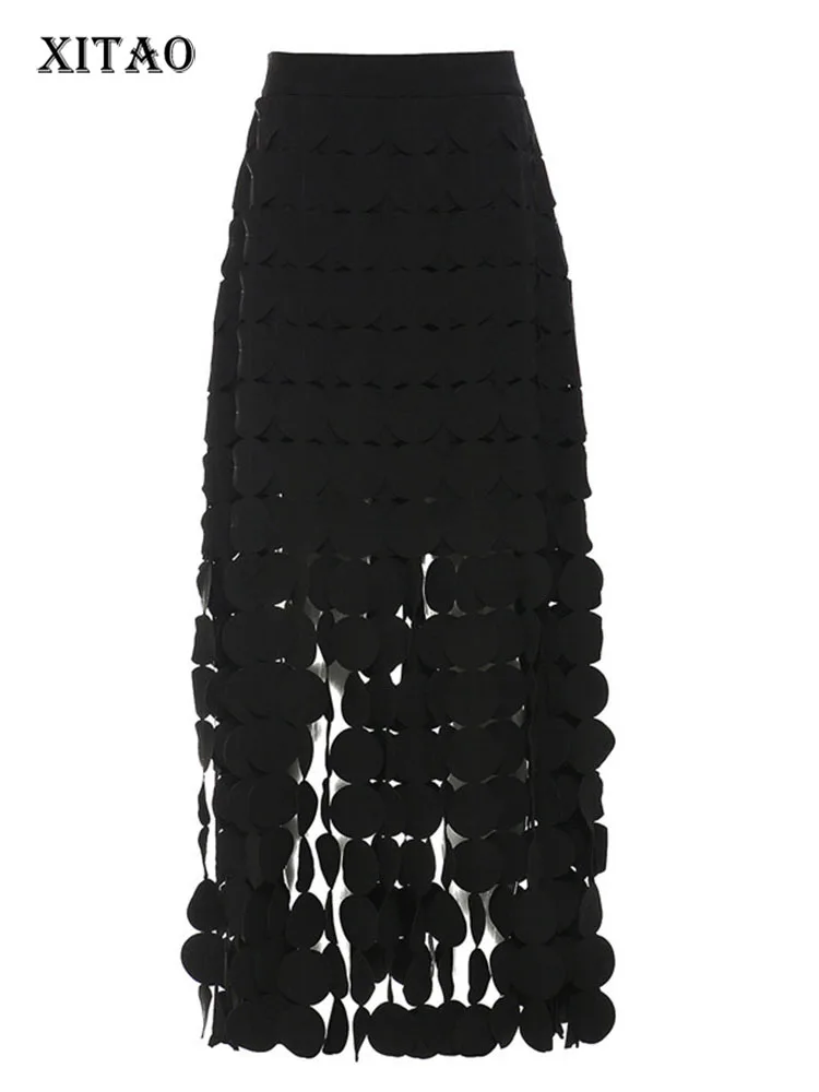 XITAO Openwork Perspective Skirt Black Elastic Waist Goddess Fan Casual Style of Petals Fringed Solid Color Skirt ZY6961
XITAO Openwork Perspective Skirt Black Elastic Waist Goddess Fan Casual Style of Petals Fringed Solid Color Skirt ZY6961