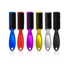 Six Colors Small Beard Styling Brush Logo Professional Shave Beard Brush Barber Vintage Oil Head Shape Carving Cleaning Brush