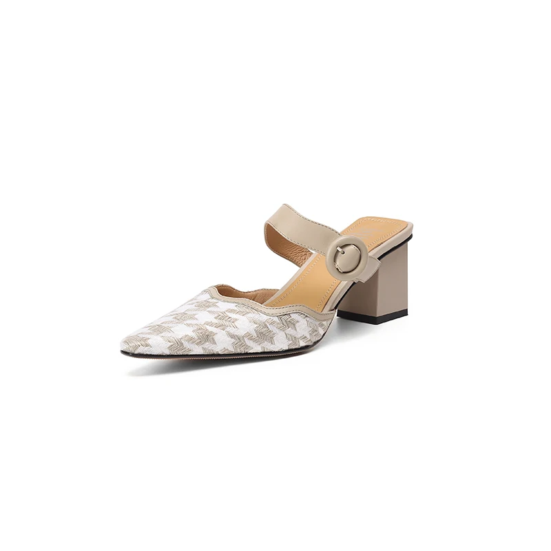 Kmeioo Genuine leather women Vintage pointed Toe Solid Gingham square heels Slippers Summer Fashion sweet Slip On sandals 6cm
Kmeioo Genuine leather women Vintage pointed Toe Solid Gingham square heels Slippers Summer Fashion sweet Slip On sandals 6cm
