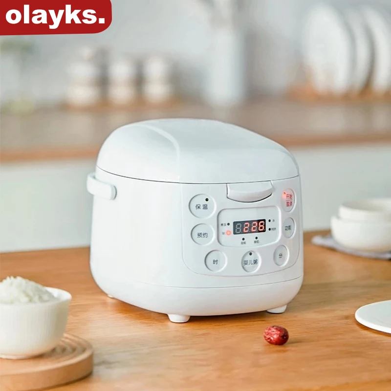 

Мини-рисоварка Olayks, 2 л, на 1-3 человек, портативная кастрюля для приготовления риса, многофункциональная кухонная утварь с 24-часовым таймером для дома и общежития