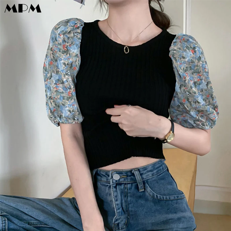 Fashion Floral Puff Sleeve Women Top Casual Vintage Ladies Short Sleeve T-Shirt Slim All-Match Women's Knitted Tops 2022 New
Fashion Floral Puff Sleeve Women Top Casual Vintage Ladies Short Sleeve T-Shirt Slim All-Match Women's Knitted Tops 2022 New