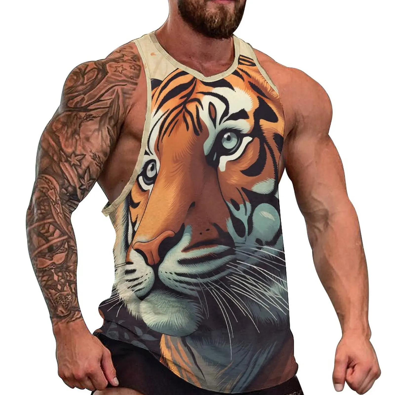 Tiger Tank Top Man's Illustration Style Streetwear Tops Summer Training Custom Sleeveless Vests Large Size
Tiger Tank Top Man's Illustration Style Streetwear Tops Summer Training Custom Sleeveless Vests Large Size