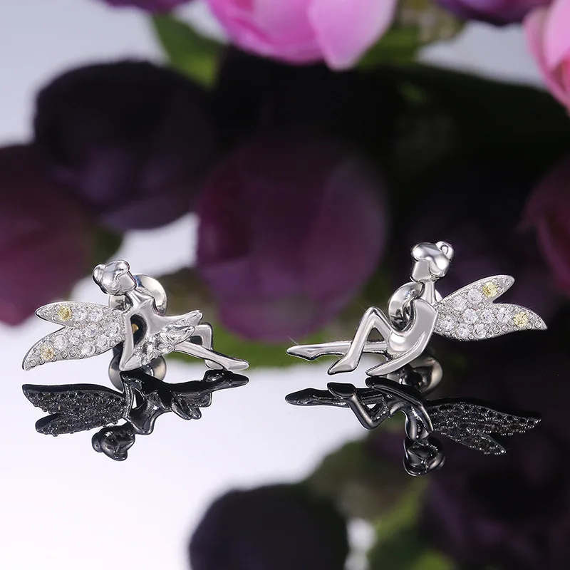 New Cute Silver Plated Ballet Dancer Wings Stud Earrings For Women Shine CZ Stone Inlay Fashion Jewelry Evening Party Girl Gift
New Cute Silver Plated Ballet Dancer Wings Stud Earrings For Women Shine CZ Stone Inlay Fashion Jewelry Evening Party Girl Gift